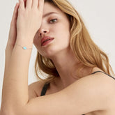 Sterling Silver with Bracelet with Turquoise and CZ - 7.25"